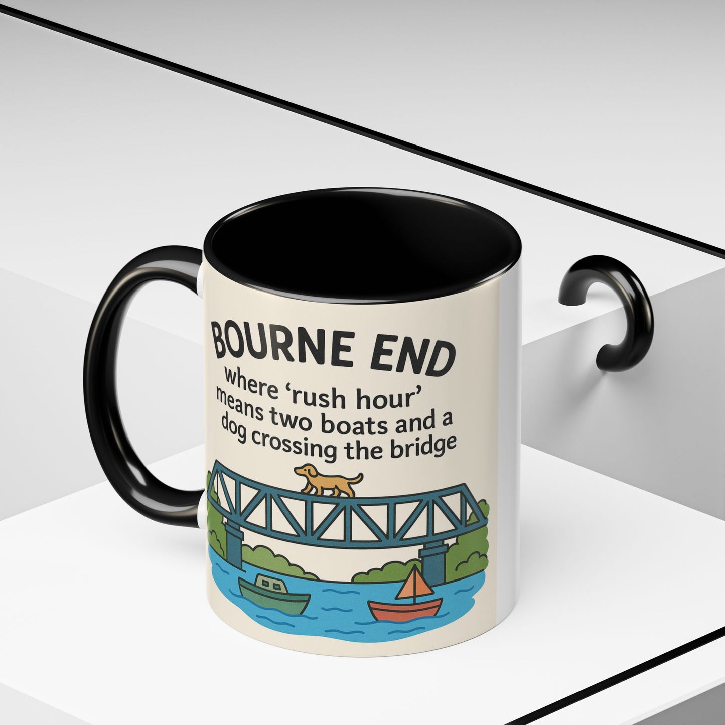 Bourne End Mug. Dogs and Boats