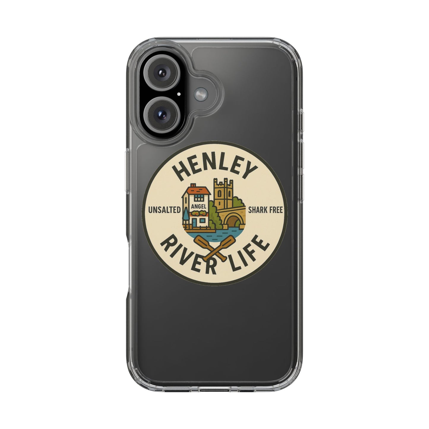 Henley River Life Clear Phone Case - Unsalted & Shark Free Design