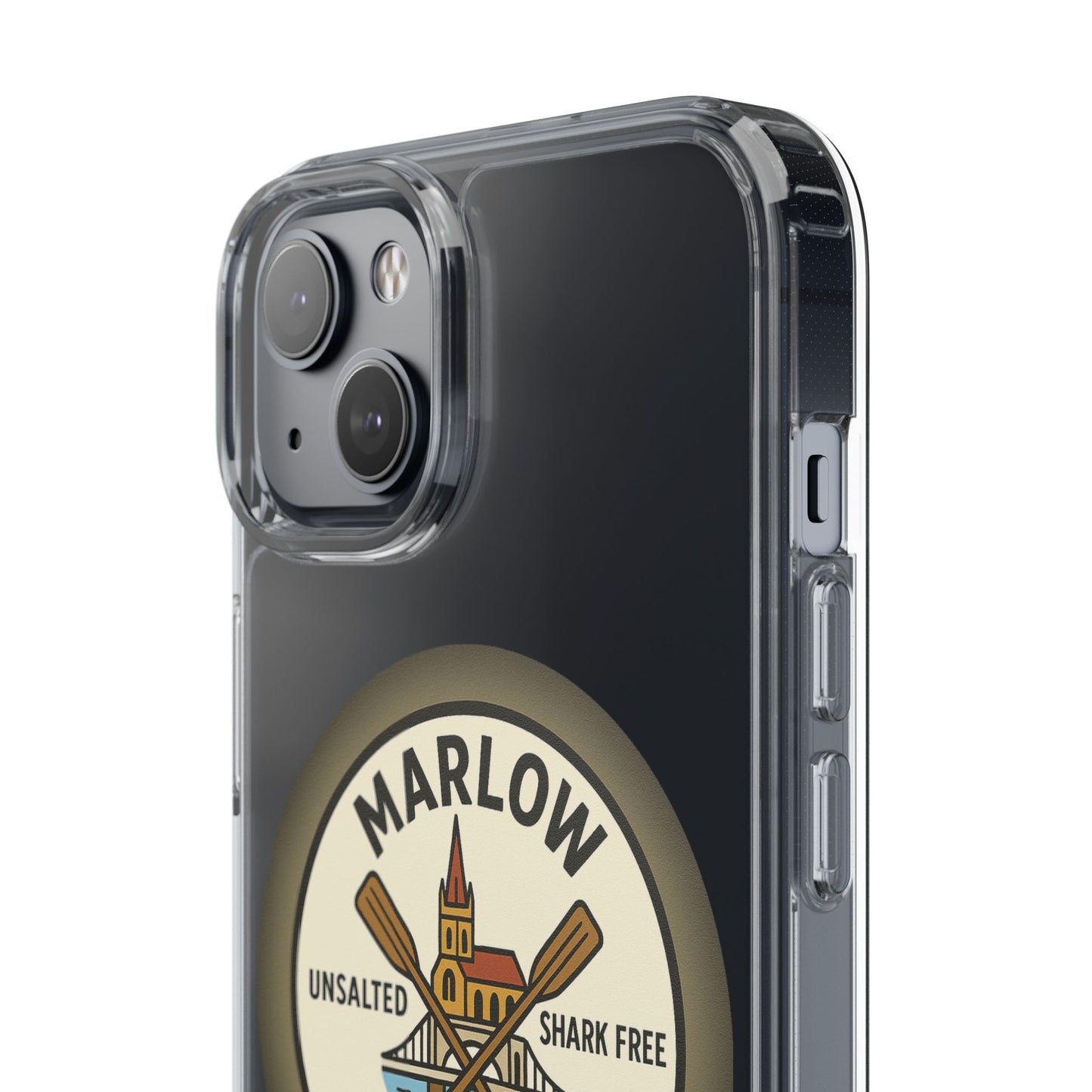 Marlow River Life Clear Phone Case - Unsalted & Shark Free Design