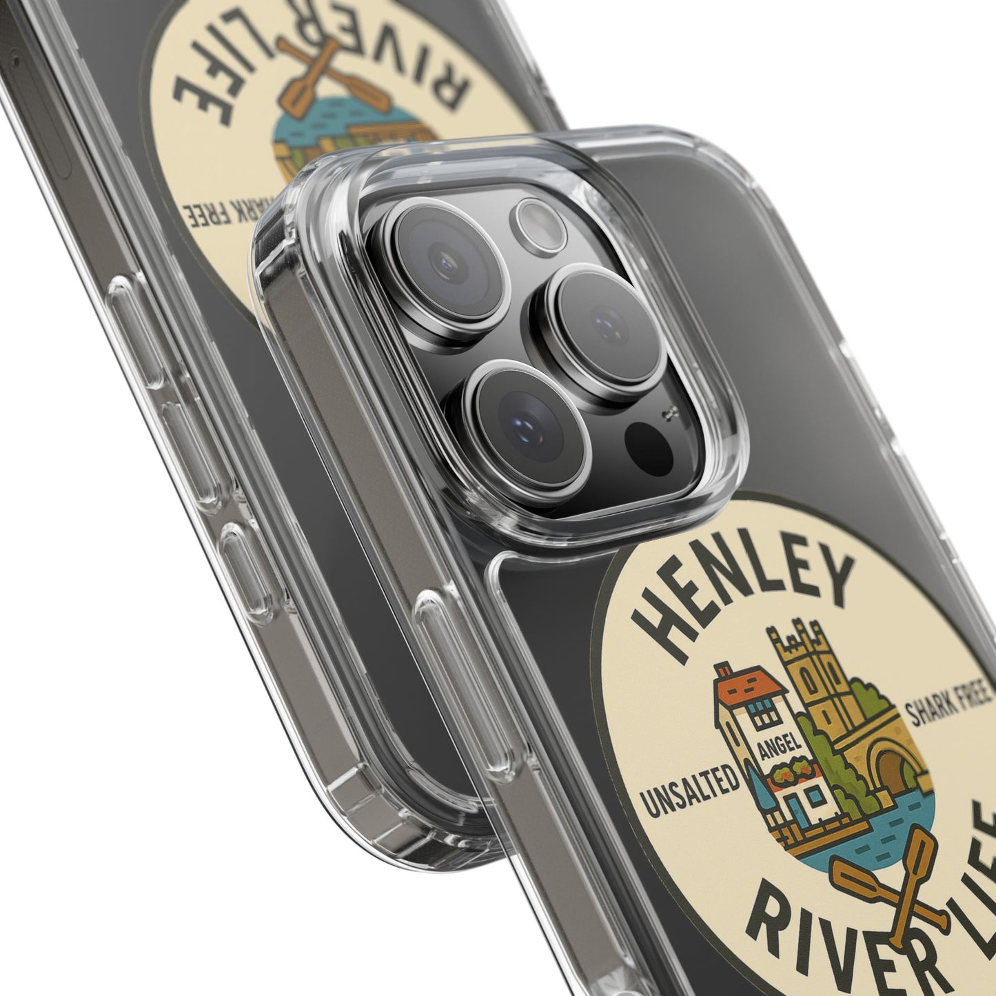 Henley River Life Clear Phone Case - Unsalted & Shark Free Design