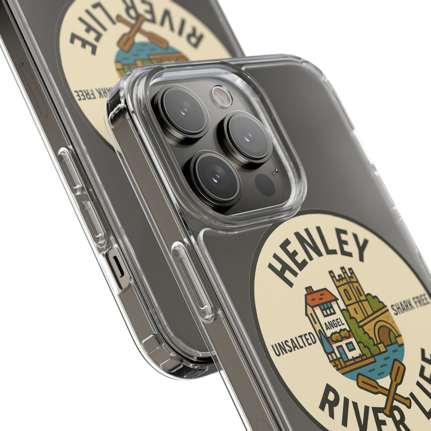 Henley River Life Clear Phone Case - Unsalted & Shark Free Design