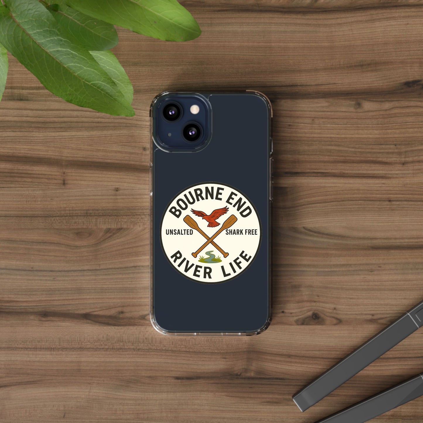 Bourne End River Life Clear Phone Case - Unsalted & Shark Free Design