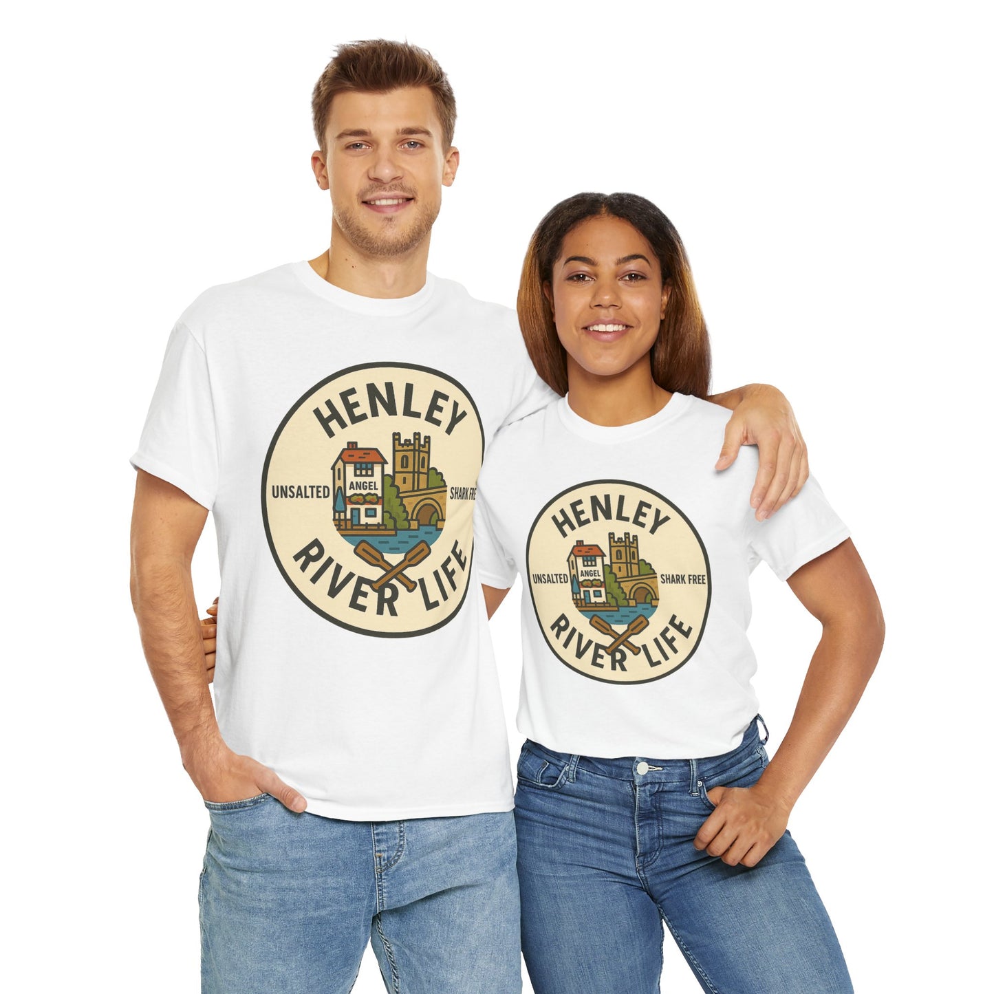 Henley River Life Unisex Heavy Cotton Tee - Shark Free Adventure Shirt