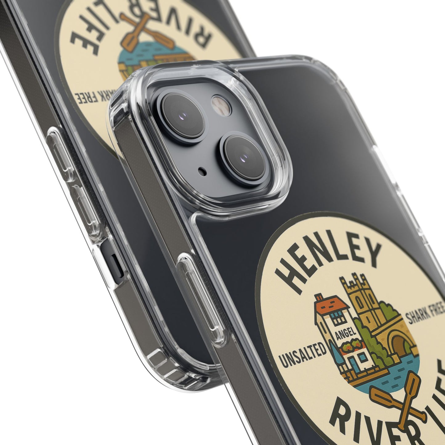 Henley River Life Clear Phone Case - Unsalted & Shark Free Design