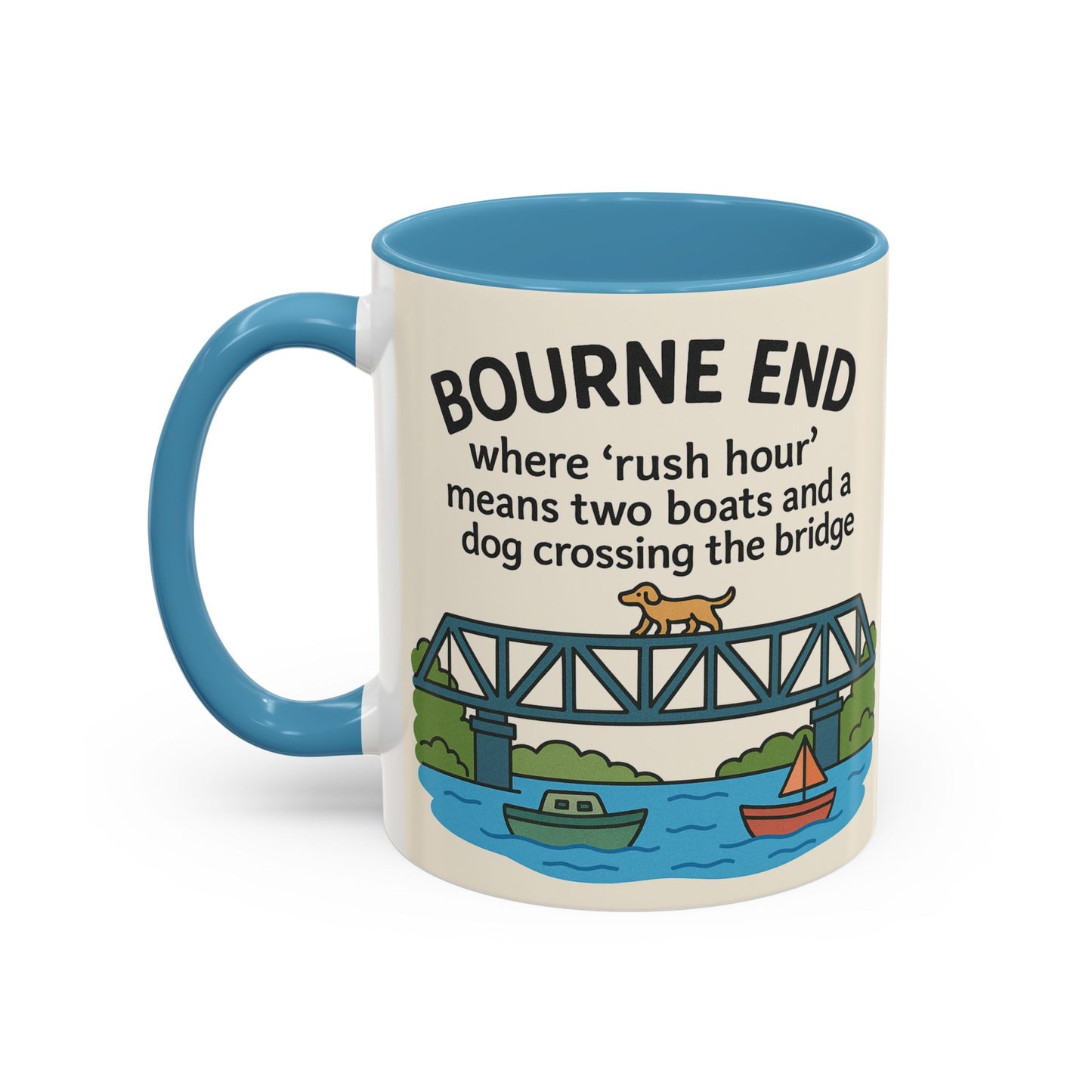 Bourne End Mug. Dogs and Boats
