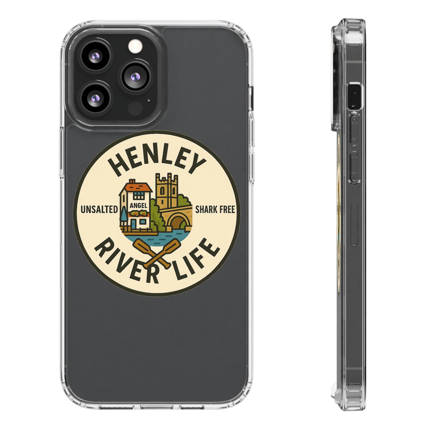 Henley River Life Clear Phone Case - Unsalted & Shark Free Design