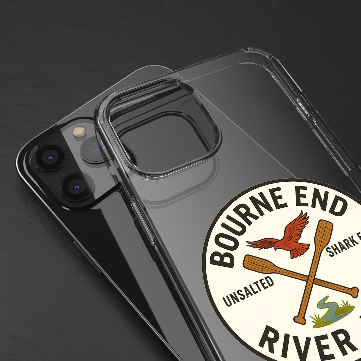 Bourne End River Life Clear Phone Case - Unsalted & Shark Free Design