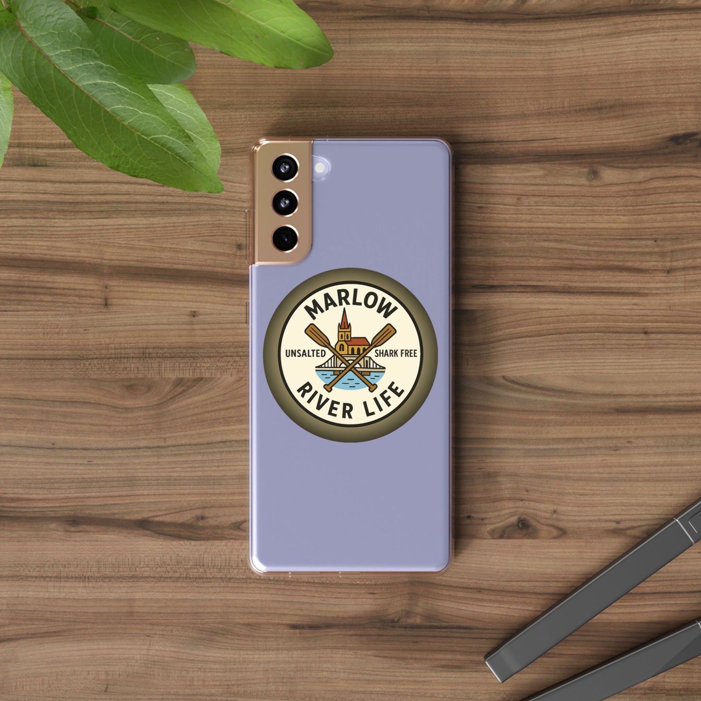 Marlow River Life Clear Phone Case - Unsalted & Shark Free Design