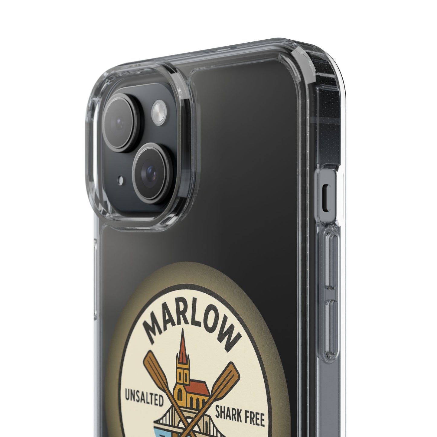 Marlow River Life Clear Phone Case - Unsalted & Shark Free Design