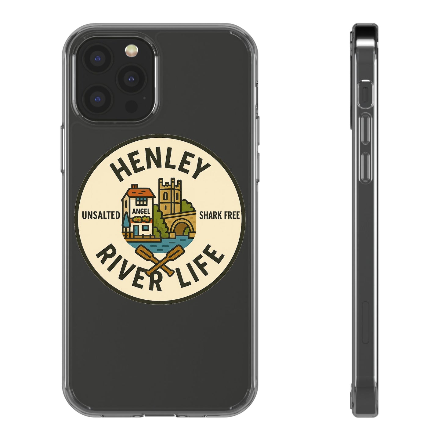 Henley River Life Clear Phone Case - Unsalted & Shark Free Design