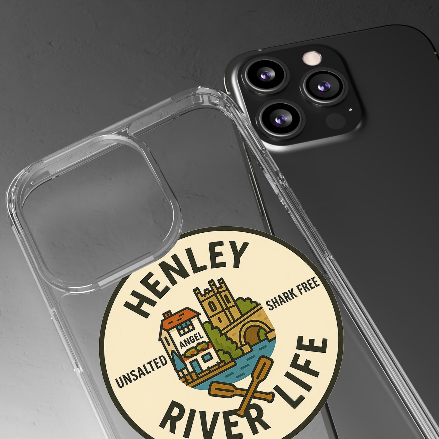 Henley River Life Clear Phone Case - Unsalted & Shark Free Design