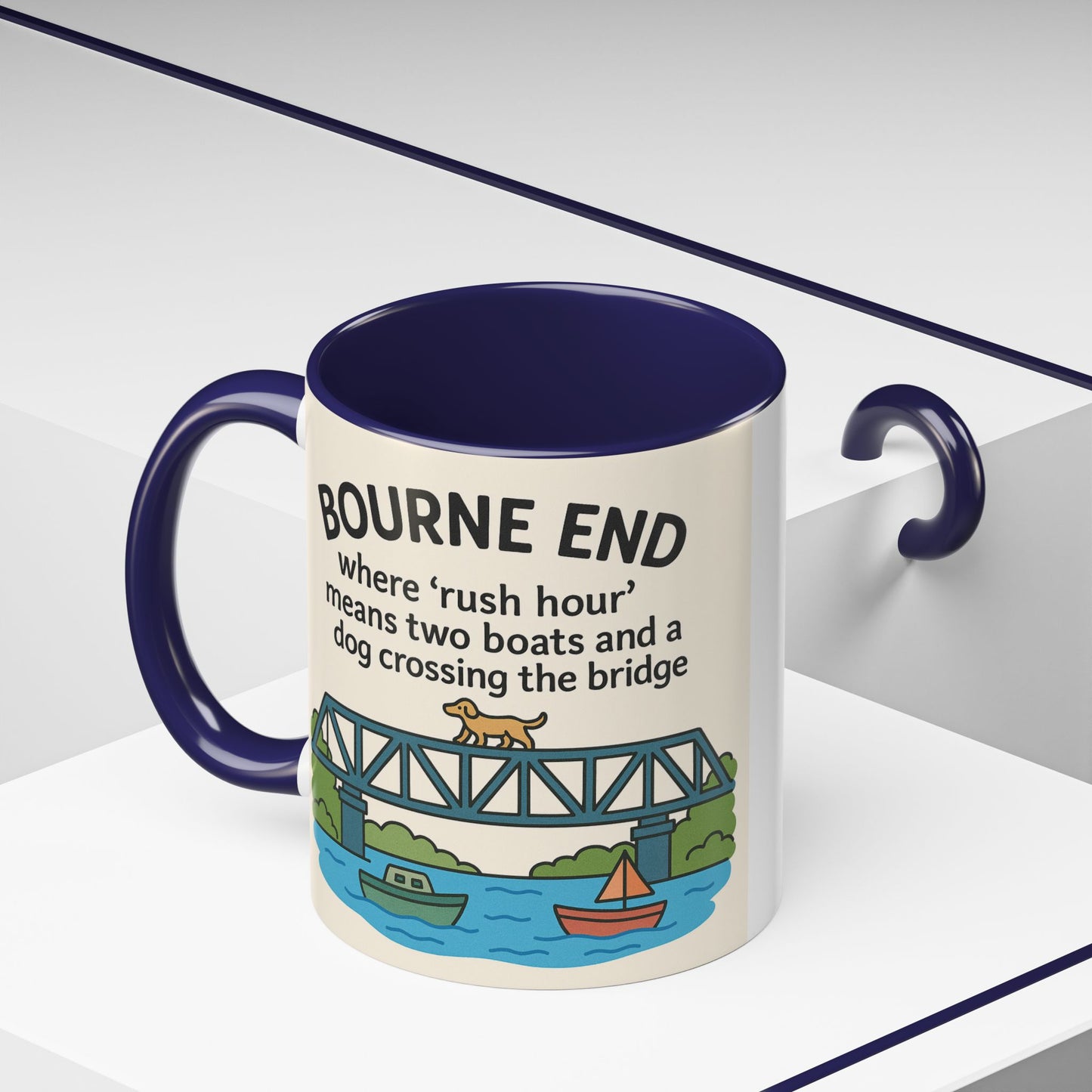 Bourne End Mug. Dogs and Boats