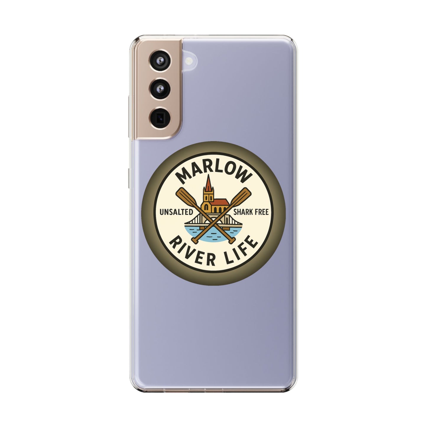 Marlow River Life Clear Phone Case - Unsalted & Shark Free Design