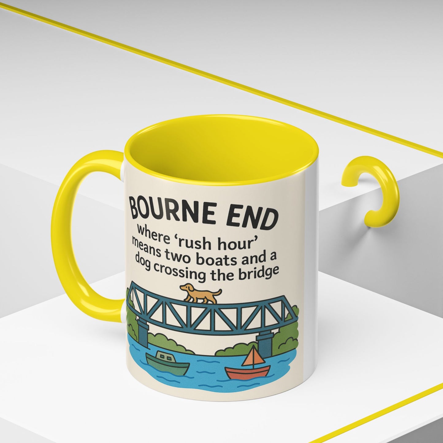 Bourne End Mug. Dogs and Boats