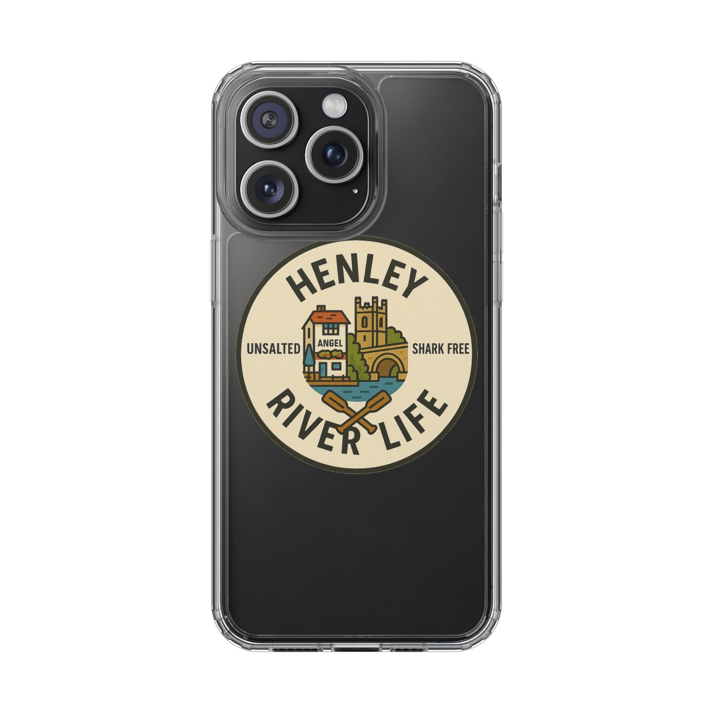 Henley River Life Clear Phone Case - Unsalted & Shark Free Design