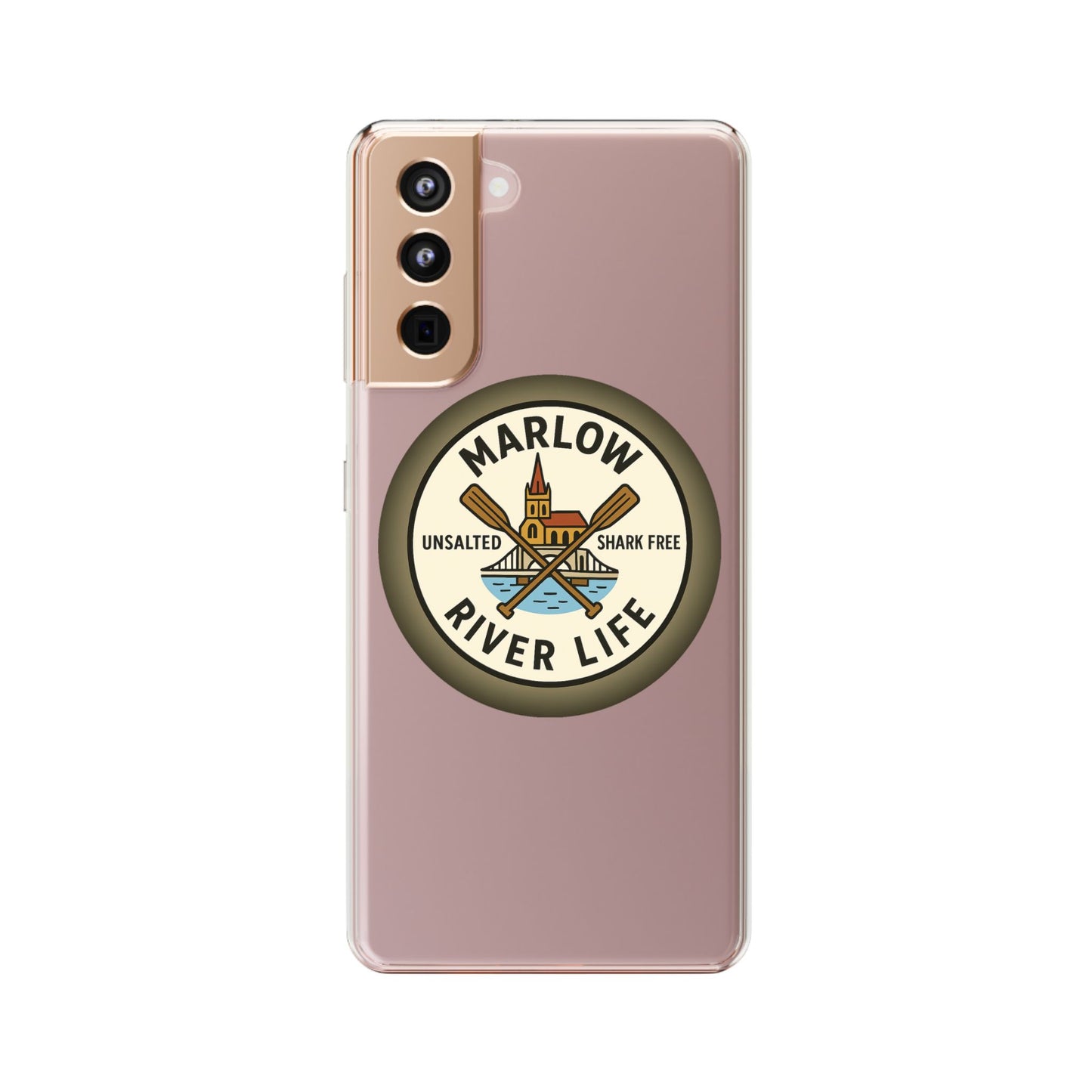 Marlow River Life Clear Phone Case - Unsalted & Shark Free Design