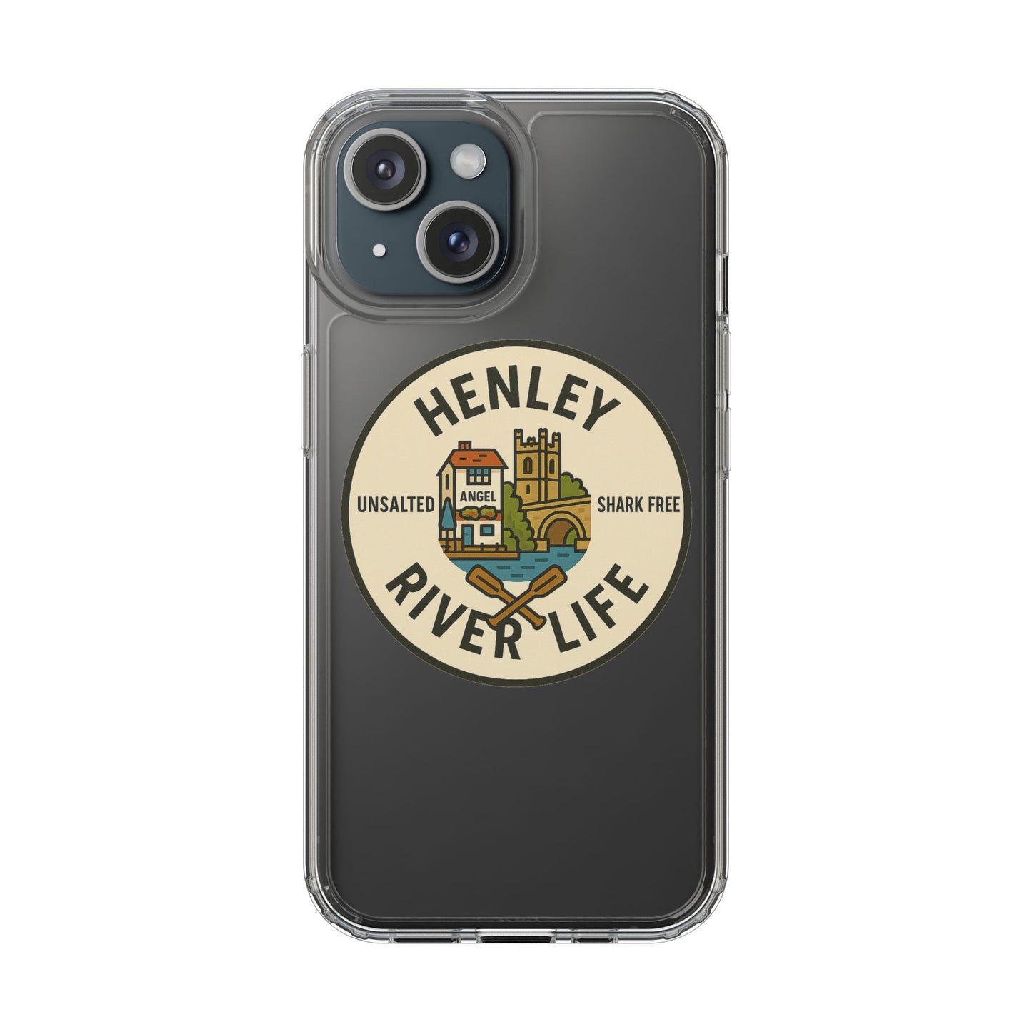 Henley River Life Clear Phone Case - Unsalted & Shark Free Design