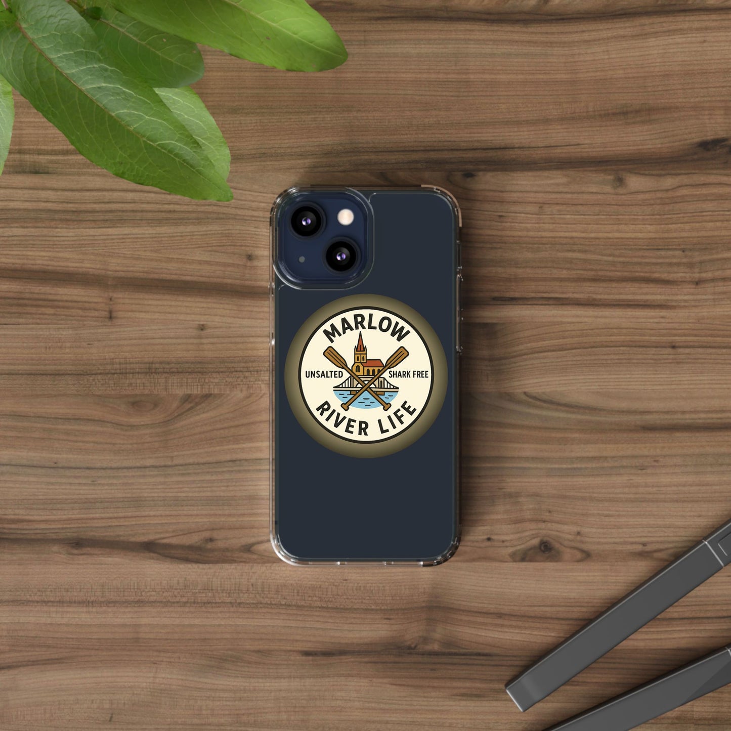 Marlow River Life Clear Phone Case - Unsalted & Shark Free Design