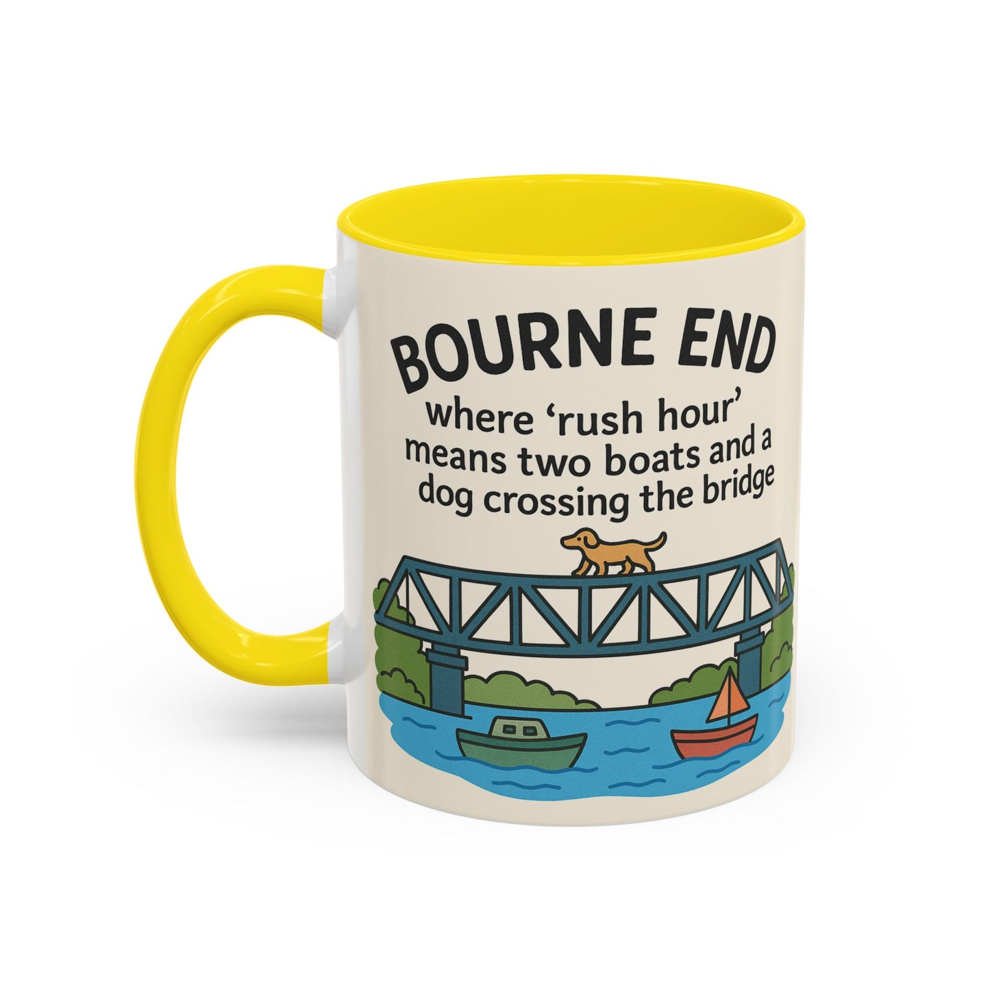 Bourne End Mug. Dogs and Boats
