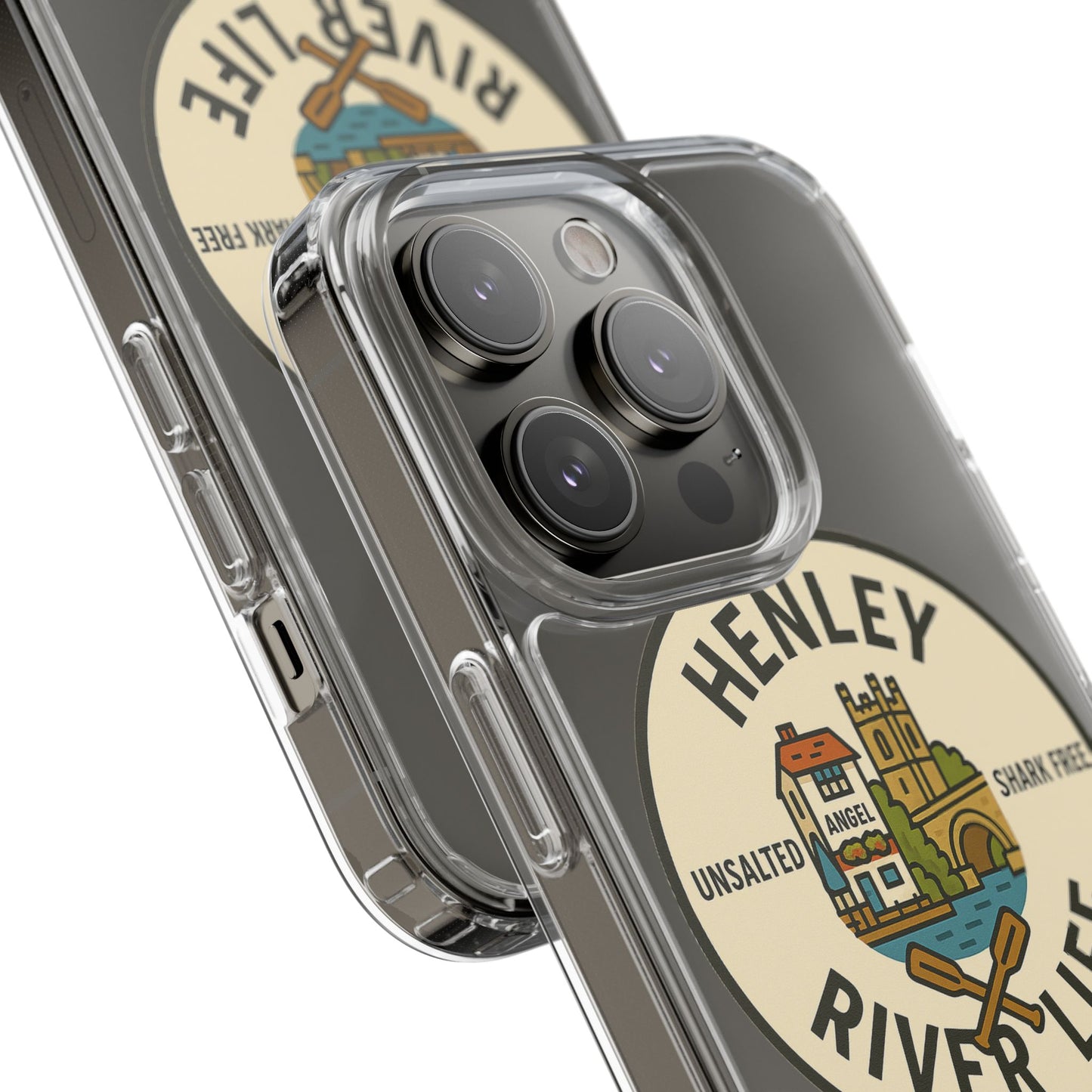 Henley River Life Clear Phone Case - Unsalted & Shark Free Design