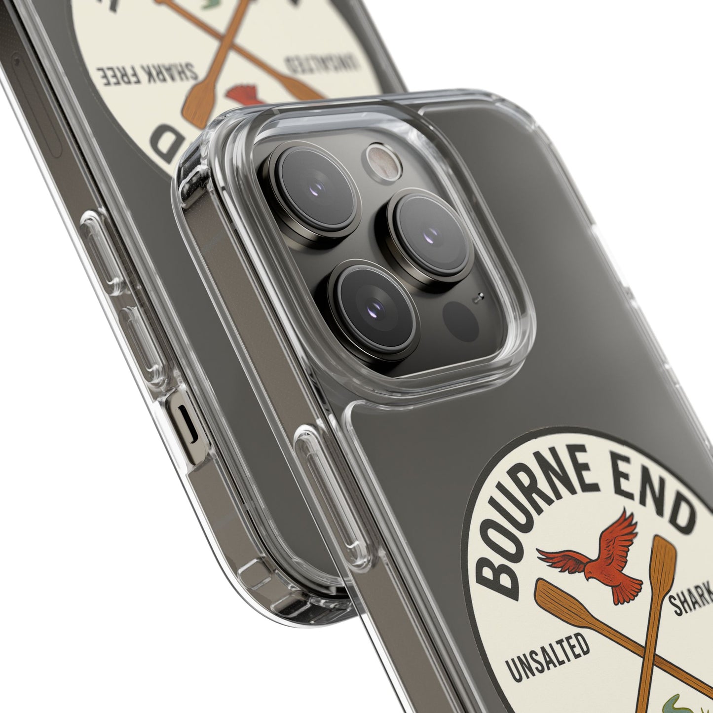 Bourne End River Life Clear Phone Case - Unsalted & Shark Free Design