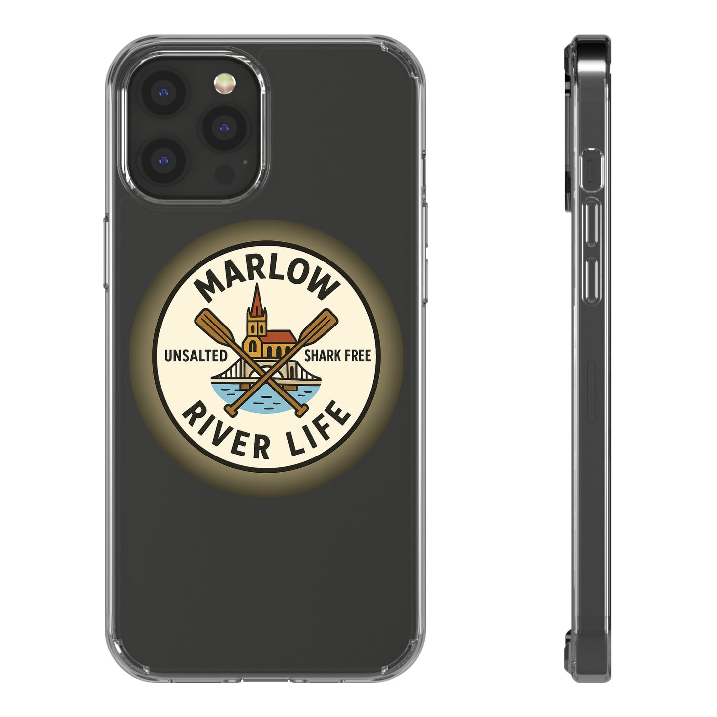 Marlow River Life Clear Phone Case - Unsalted & Shark Free Design
