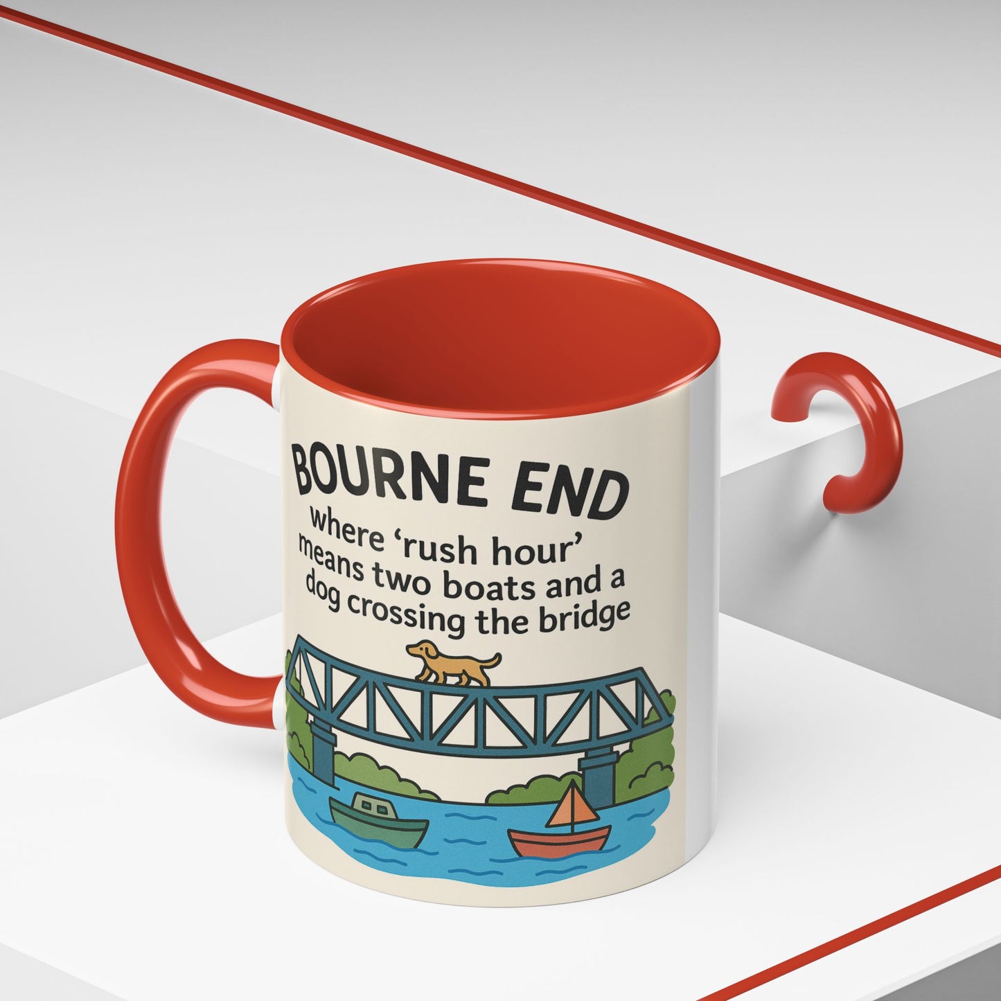 Bourne End Mug. Dogs and Boats
