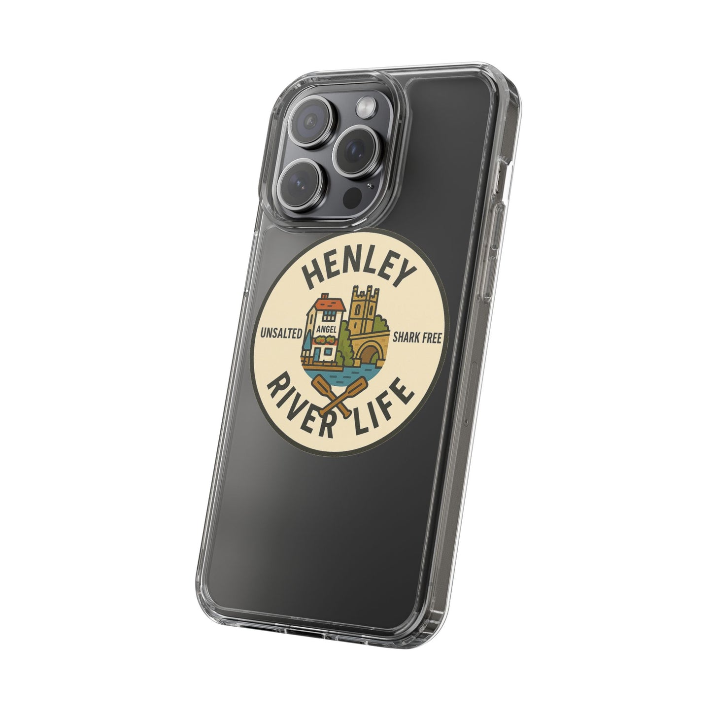 Henley River Life Clear Phone Case - Unsalted & Shark Free Design