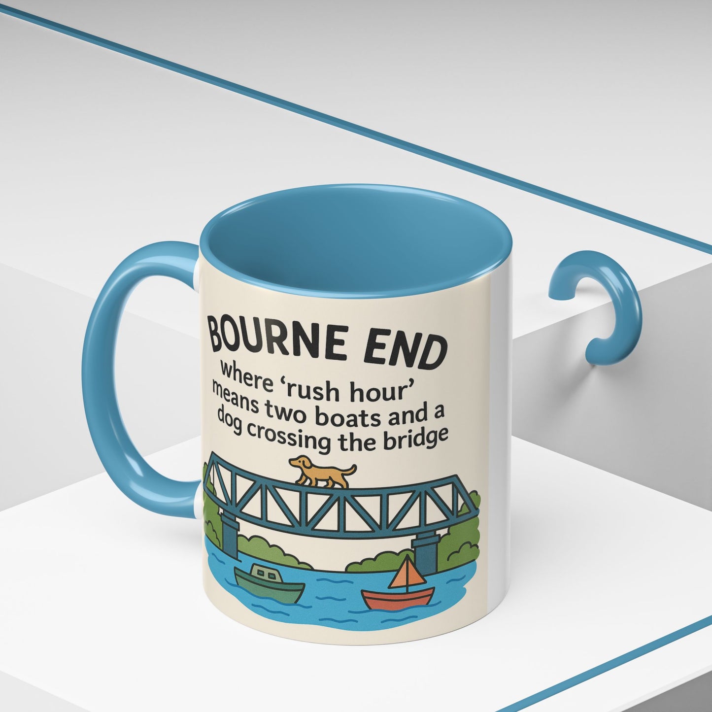Bourne End Mug. Dogs and Boats