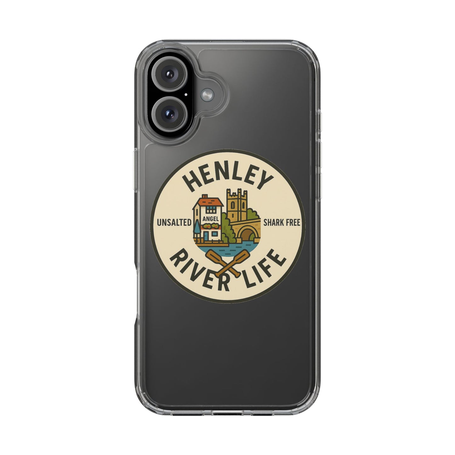 Henley River Life Clear Phone Case - Unsalted & Shark Free Design
