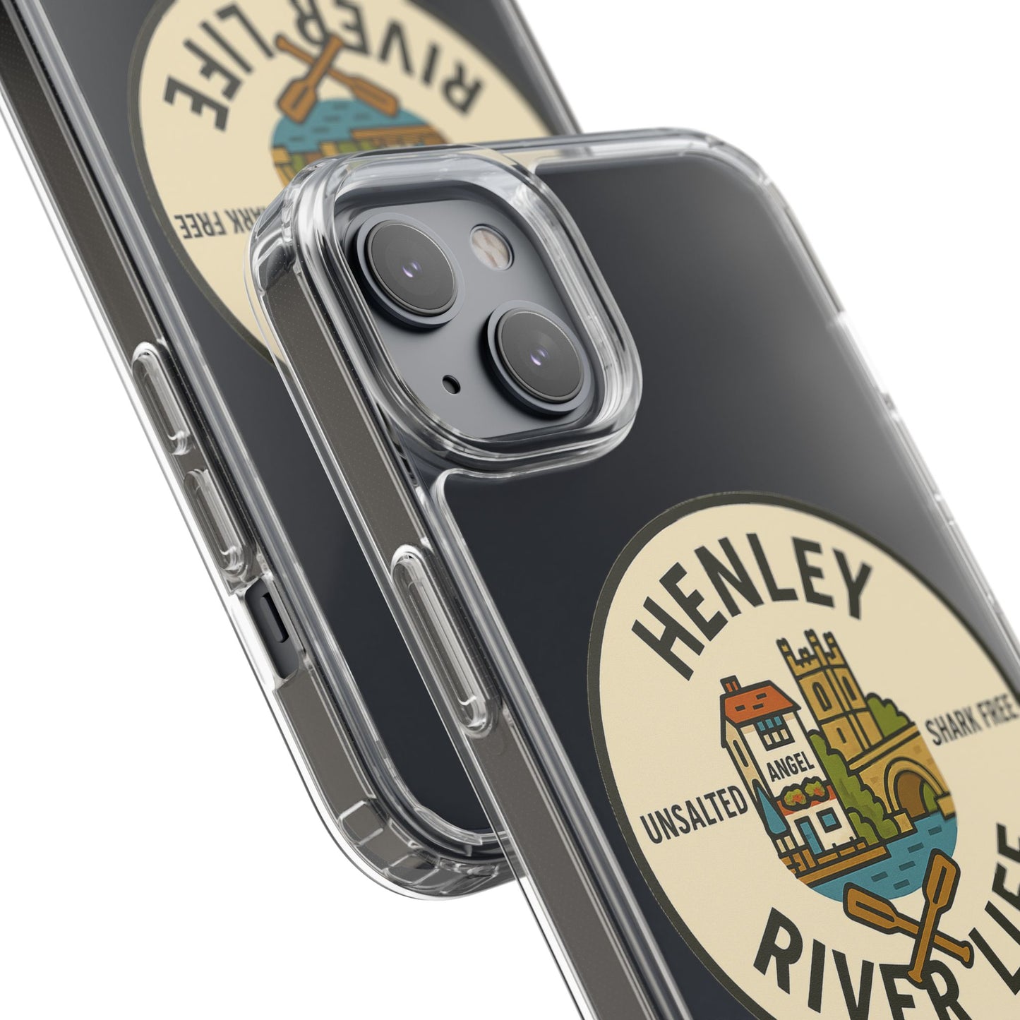 Henley River Life Clear Phone Case - Unsalted & Shark Free Design