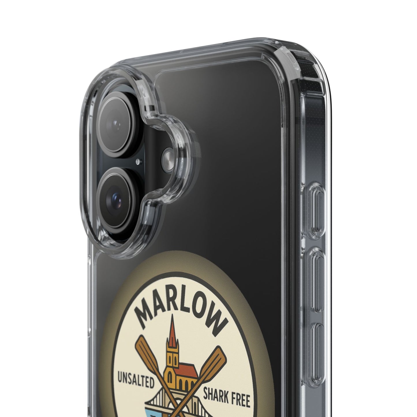 Marlow River Life Clear Phone Case - Unsalted & Shark Free Design