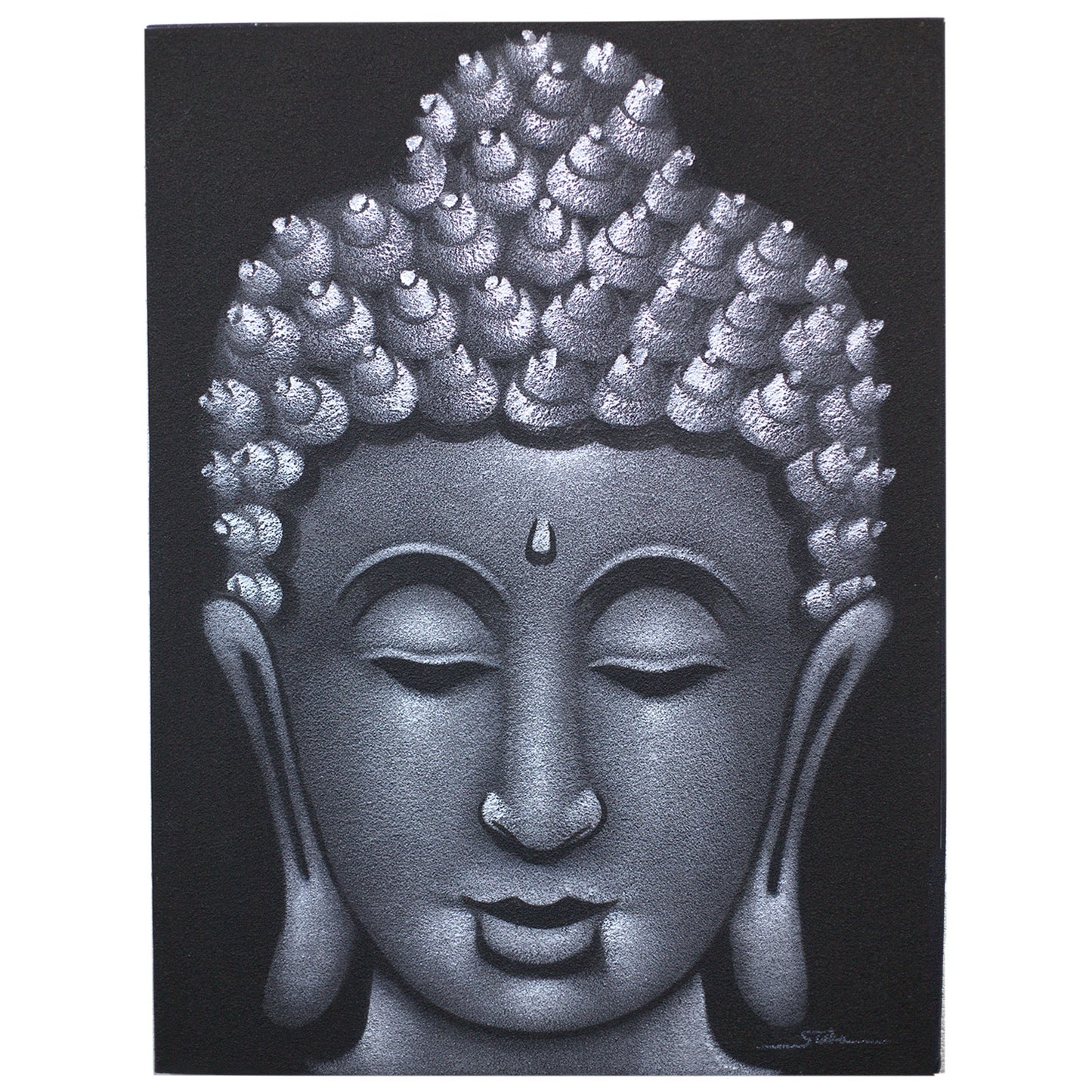Buddha Painting - Grey Sand Finish. Product Code: BAP-02