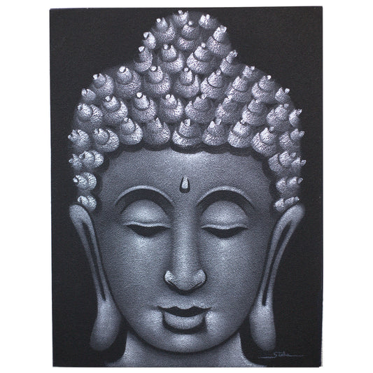 Buddha Painting - Grey Sand Finish. Product Code: BAP-02