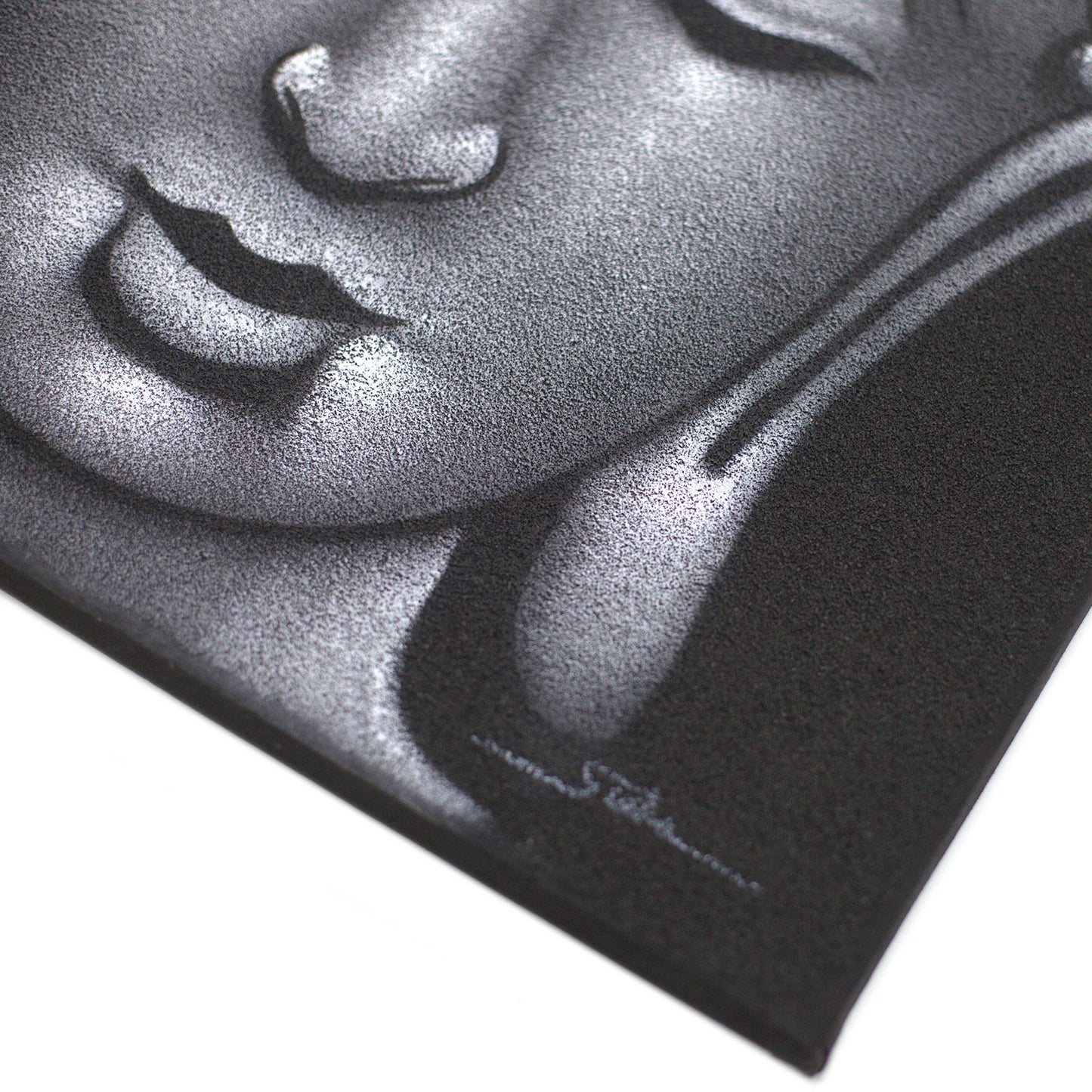 Buddha Painting - Grey Sand Finish. Product Code: BAP-02