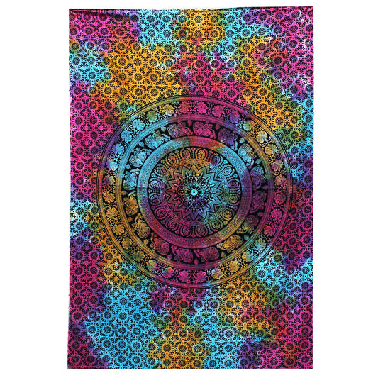 Single Cotton Bedspread + Wall Hanging - Mandala Elephant