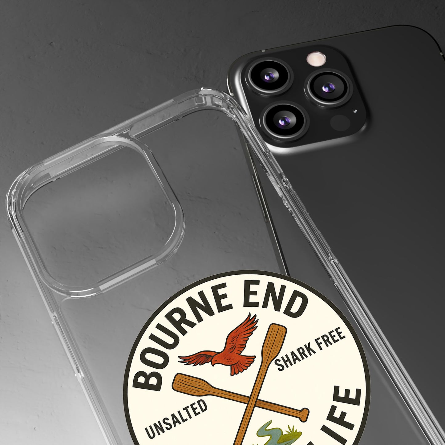 Bourne End River Life Clear Phone Case - Unsalted & Shark Free Design