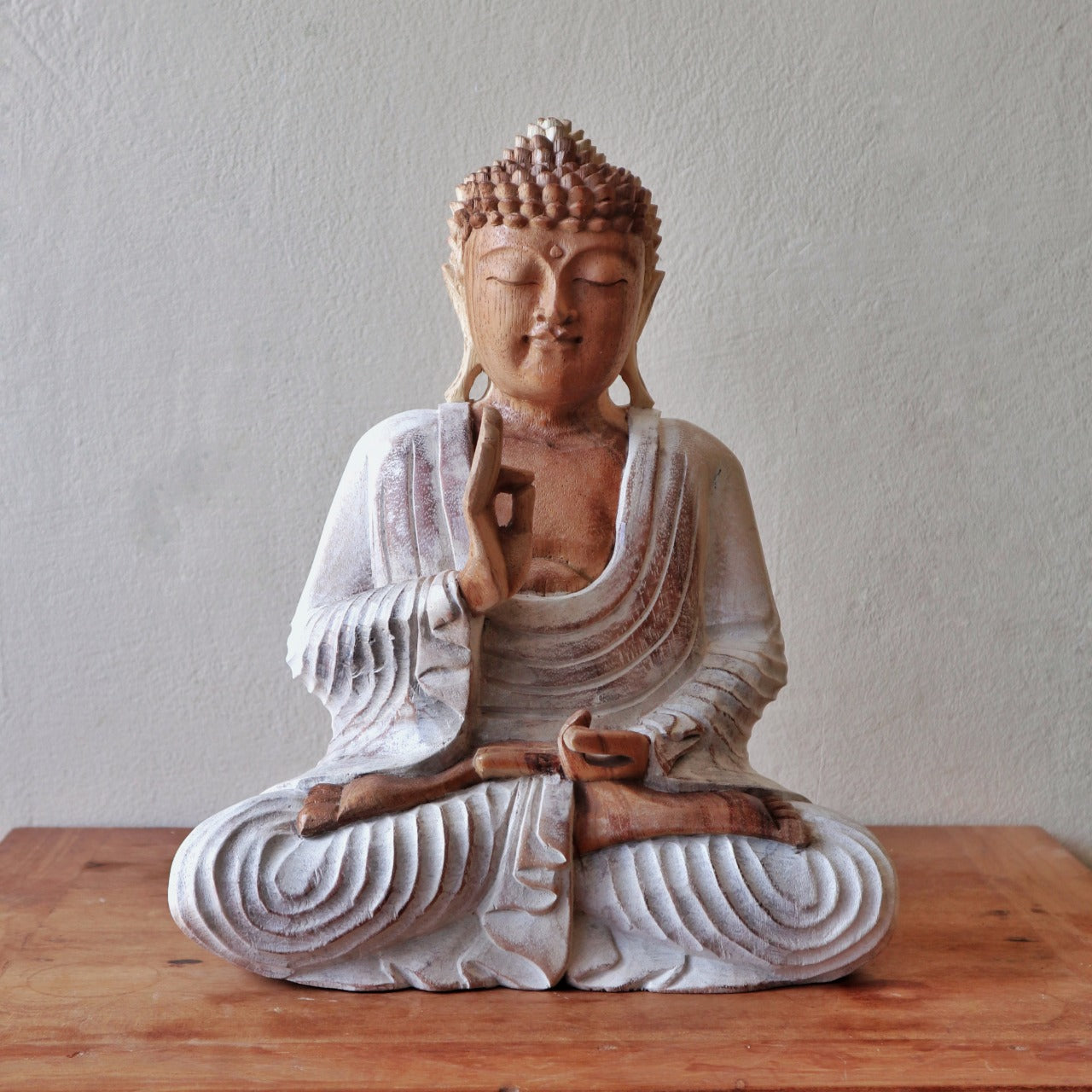 Buddha Statue Whitewash - 40cm Teaching Transmission HCBS-21
