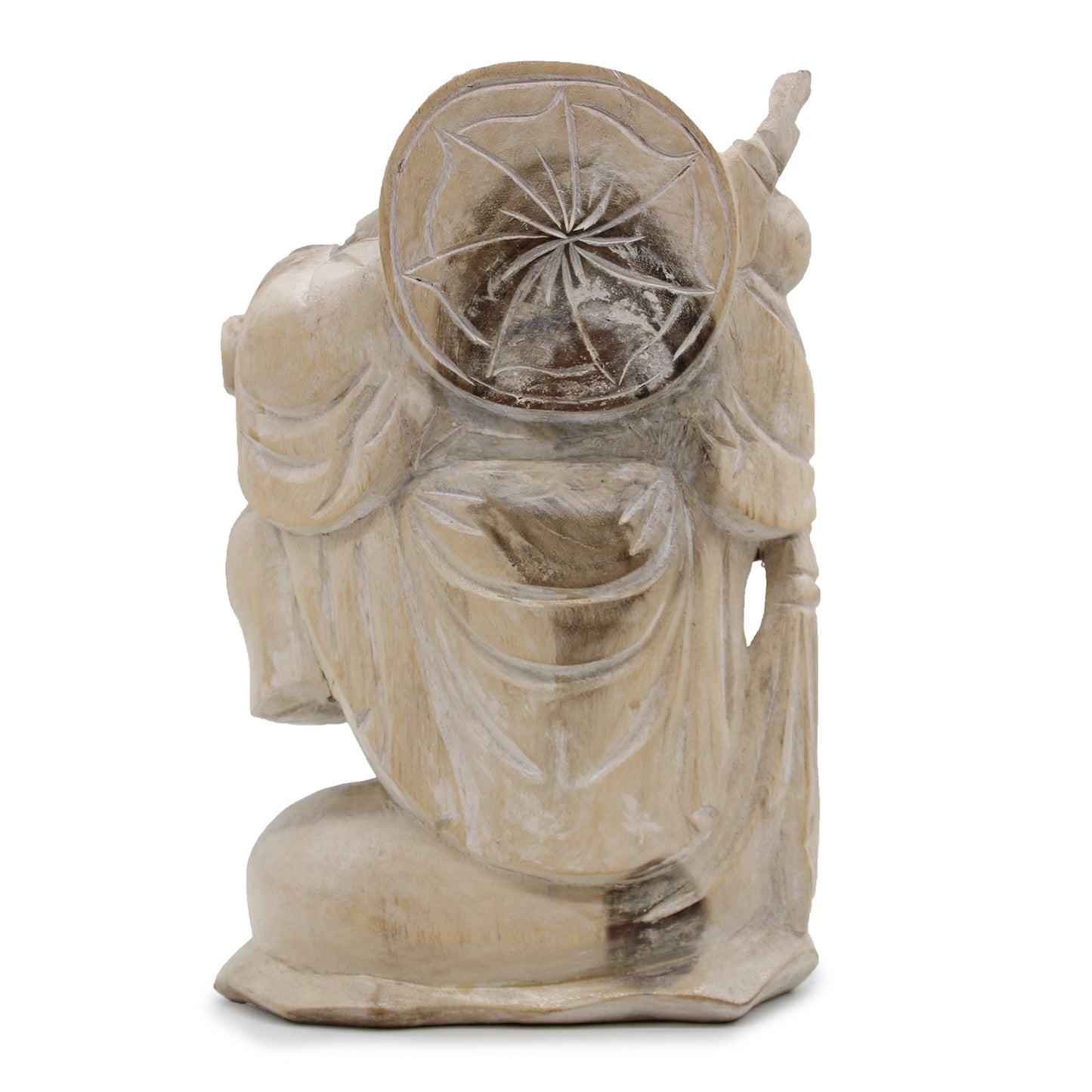 Happy Buddha Bring Wood - Whitewash 30cm HCBS-17