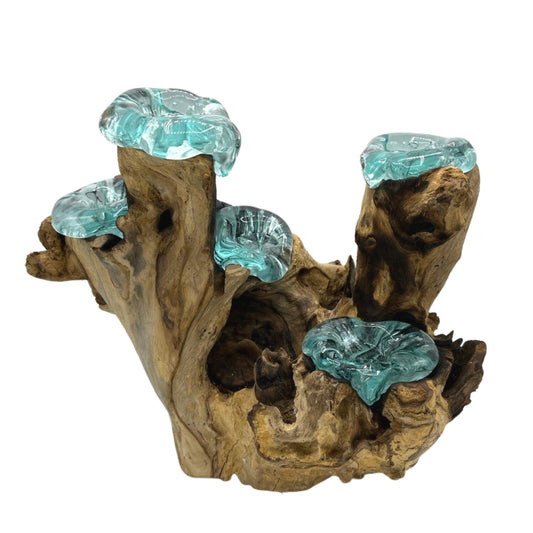 Out of stock. BEST SELLER. Molton Glass Five Candle Holder on Wood. Product code: MGW-32