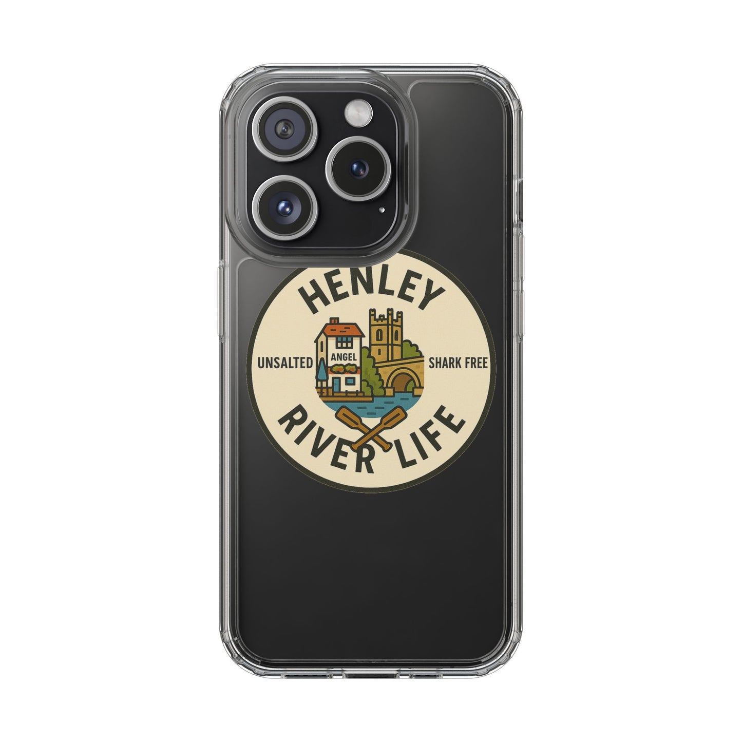 Henley River Life Clear Phone Case - Unsalted & Shark Free Design