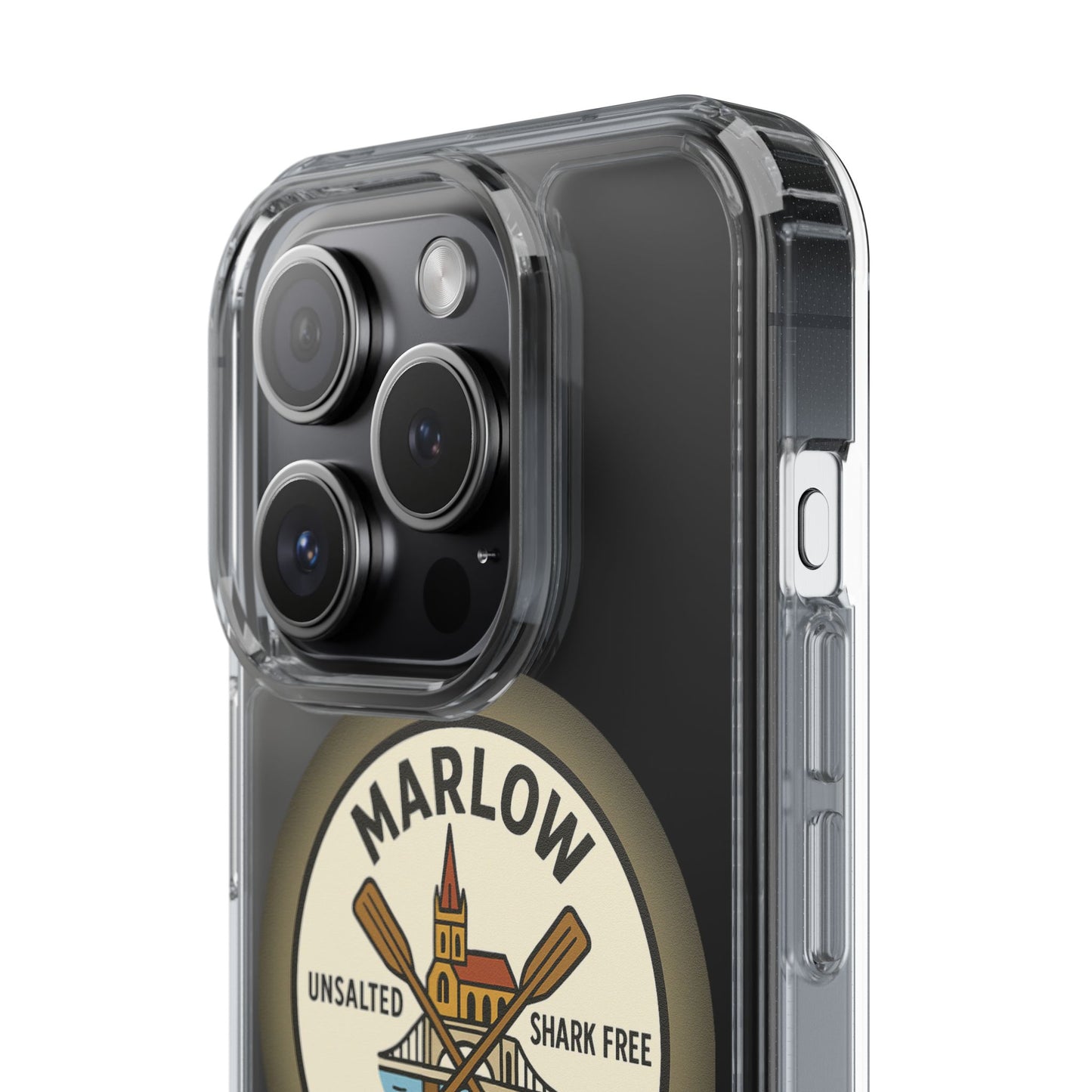 Marlow River Life Clear Phone Case - Unsalted & Shark Free Design