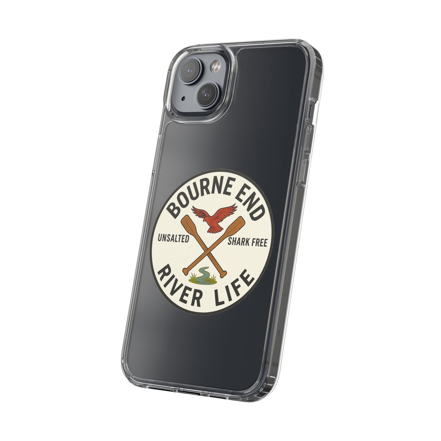 Bourne End River Life Clear Phone Case - Unsalted & Shark Free Design