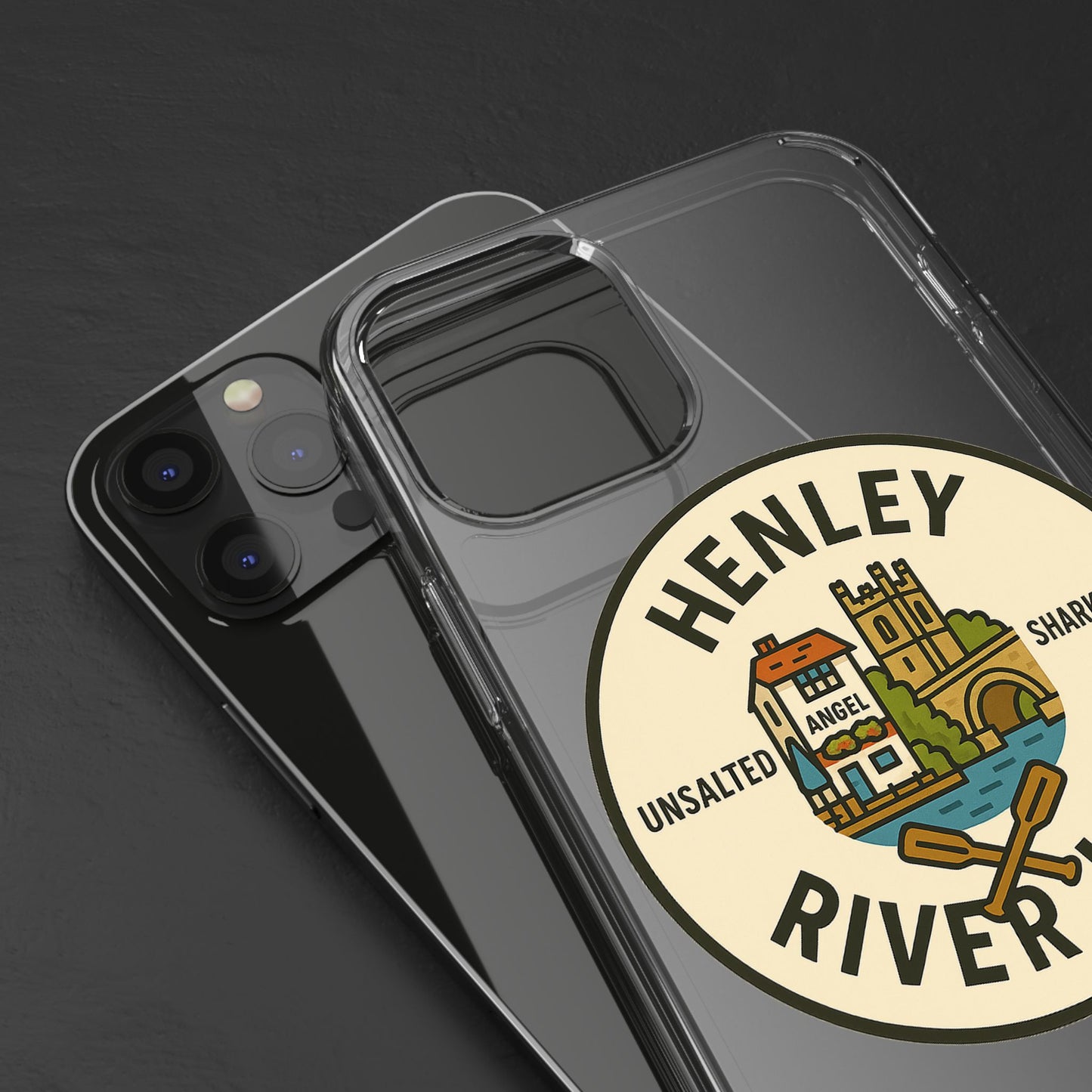 Henley River Life Clear Phone Case - Unsalted & Shark Free Design