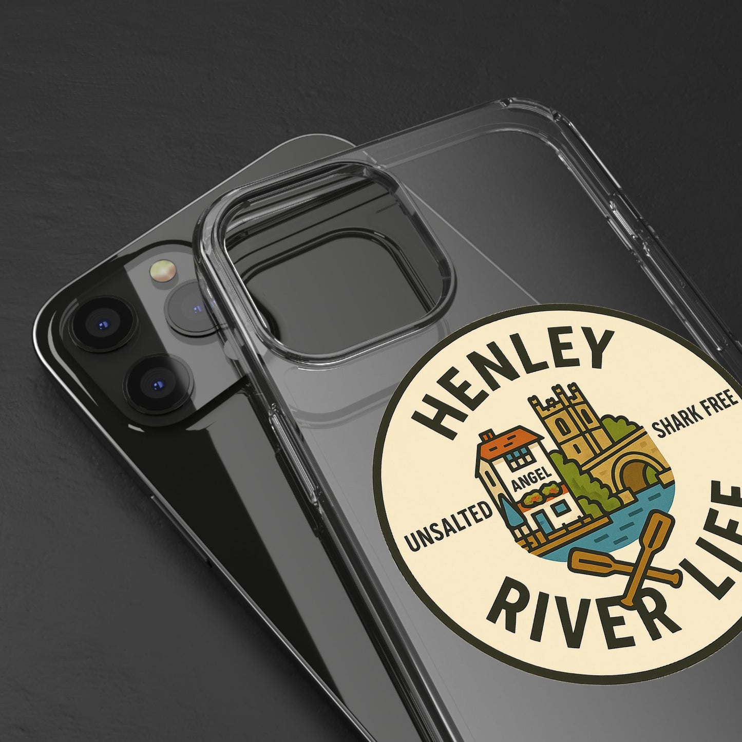 Henley River Life Clear Phone Case - Unsalted & Shark Free Design