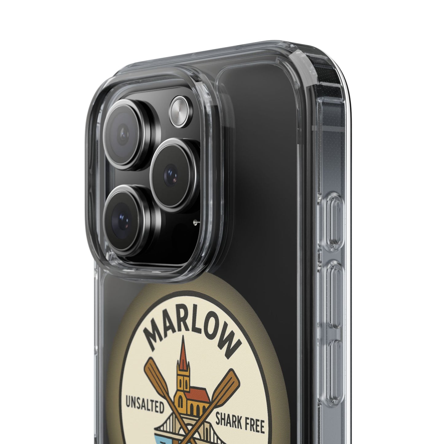 Marlow River Life Clear Phone Case - Unsalted & Shark Free Design