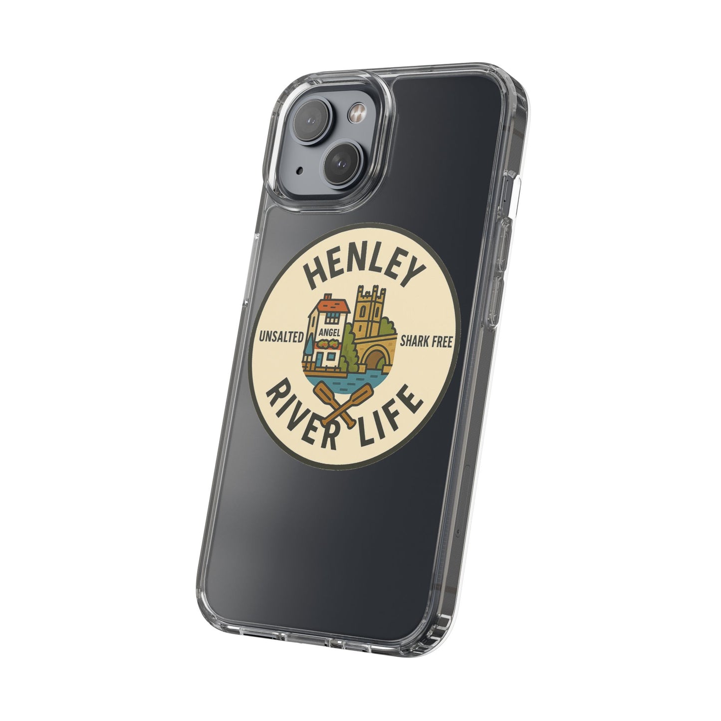 Henley River Life Clear Phone Case - Unsalted & Shark Free Design