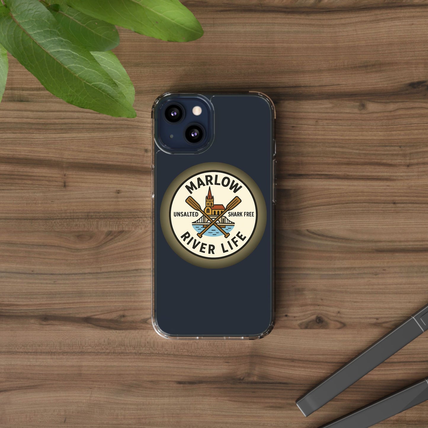 Marlow River Life Clear Phone Case - Unsalted & Shark Free Design