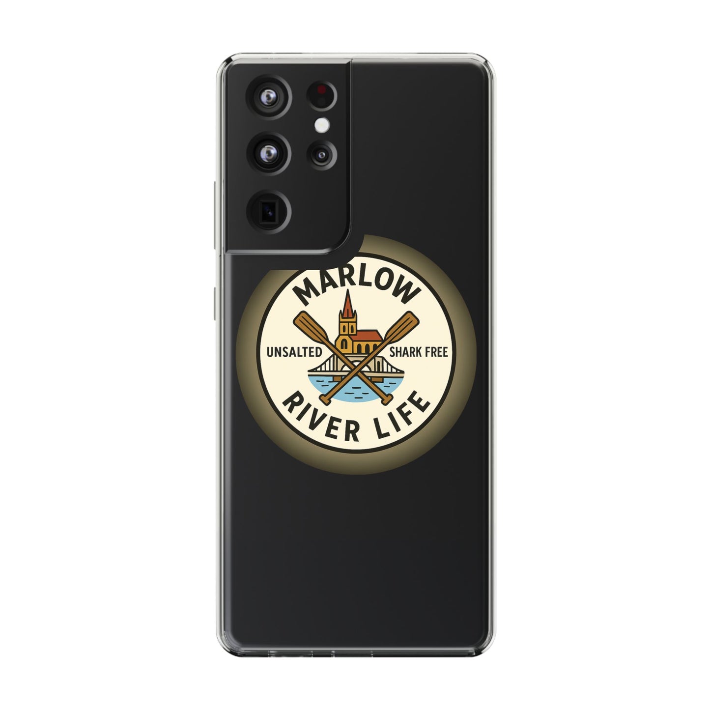 Marlow River Life Clear Phone Case - Unsalted & Shark Free Design
