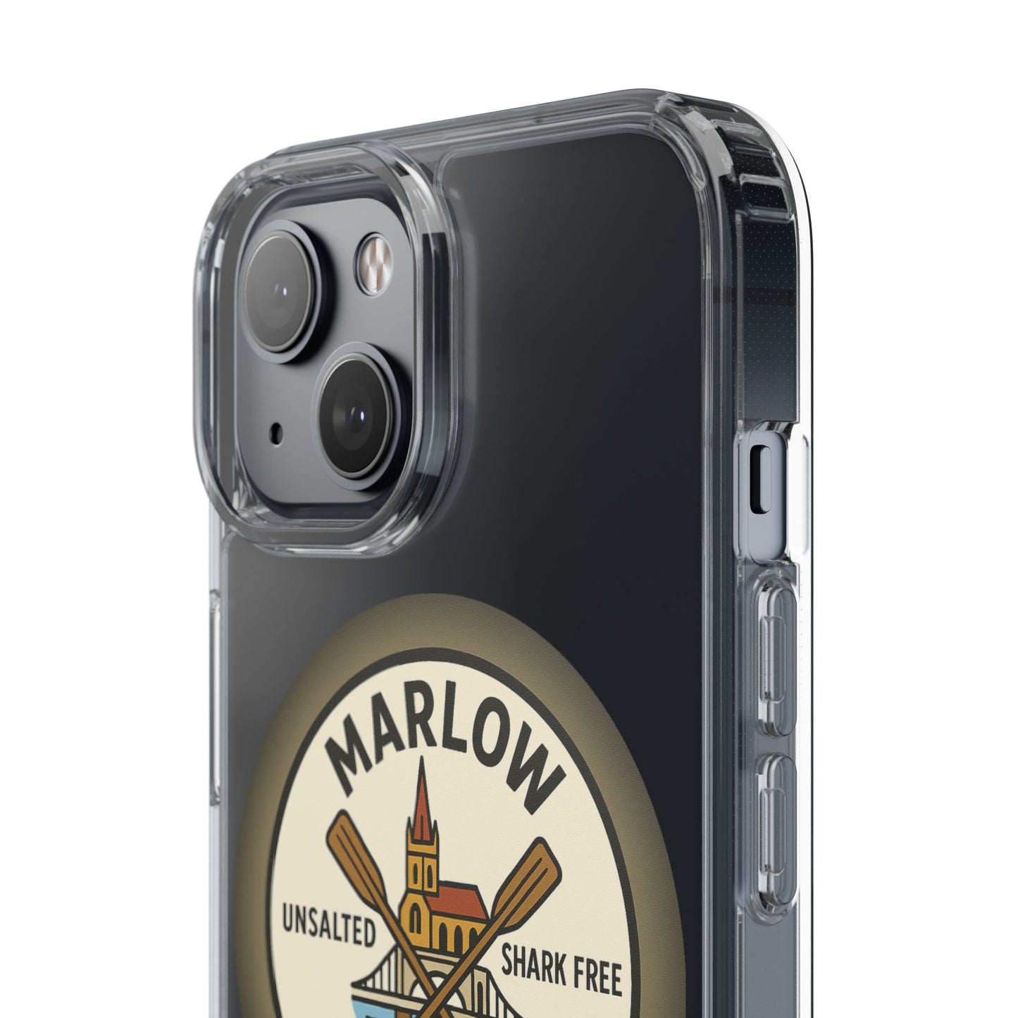 Marlow River Life Clear Phone Case - Unsalted & Shark Free Design